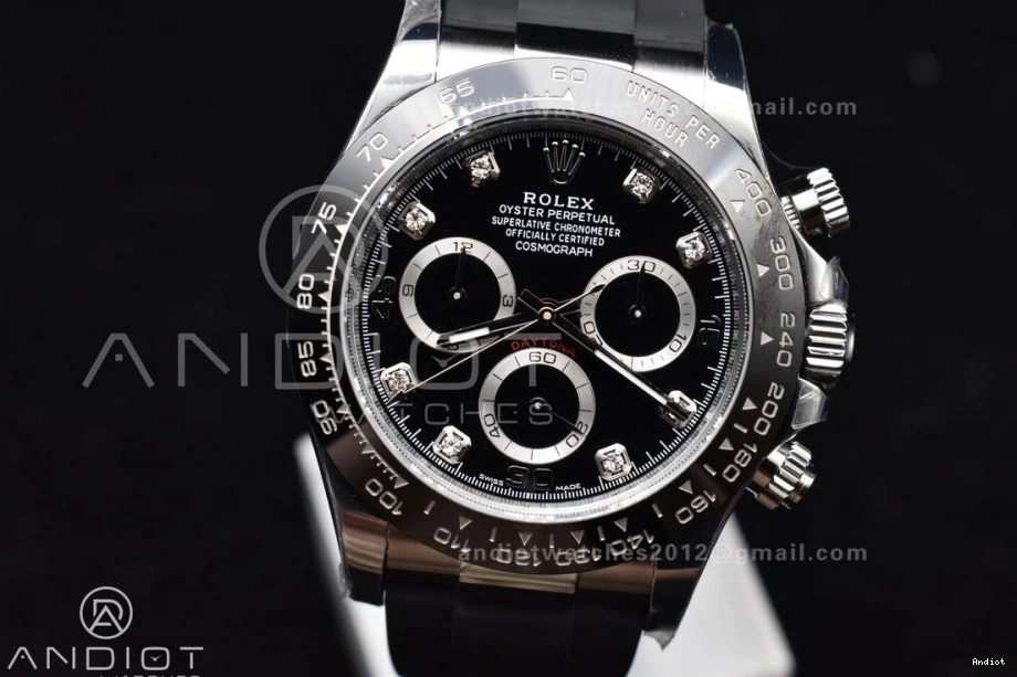 on Black Daytona Diamonds Best Edition Rubber 116519 Oysterflex Dial SA4130 BTF 1:1 Strap 1126